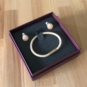 Set of Pink/Crystal Fossil Earrings and Bracelet - NWOT